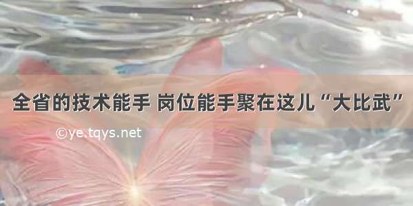 全省的技术能手 岗位能手聚在这儿“大比武”