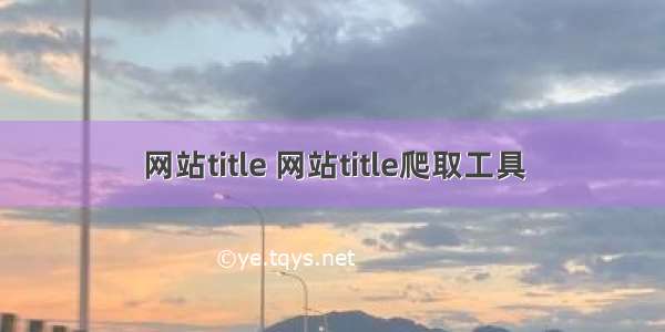 网站title 网站title爬取工具