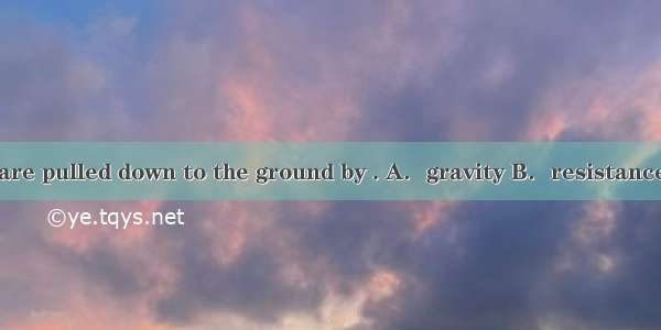 1．Falling objects are pulled down to the ground by . A．gravity B．resistance C．speed D．acce