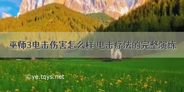 巫师3电击伤害怎么样 电击疗法的完整演练