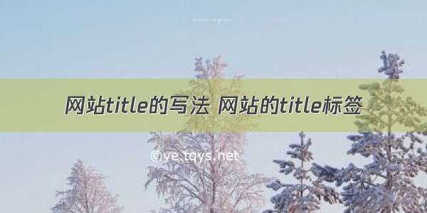 网站title的写法 网站的title标签