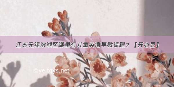 江苏无锡滨湖区哪里有儿童英语早教课程？【开心豆】