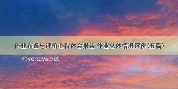 作业布置与评价心得体会报告 作业总体情况评价(五篇)