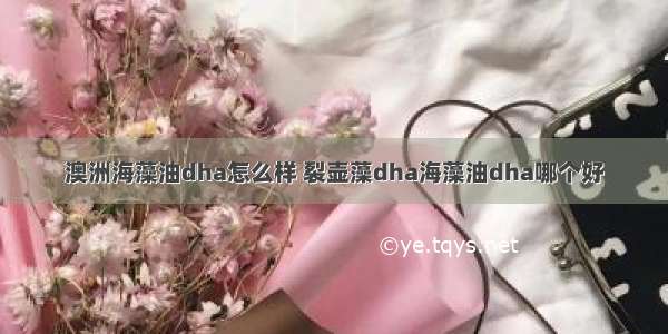 澳洲海藻油dha怎么样 裂壶藻dha海藻油dha哪个好