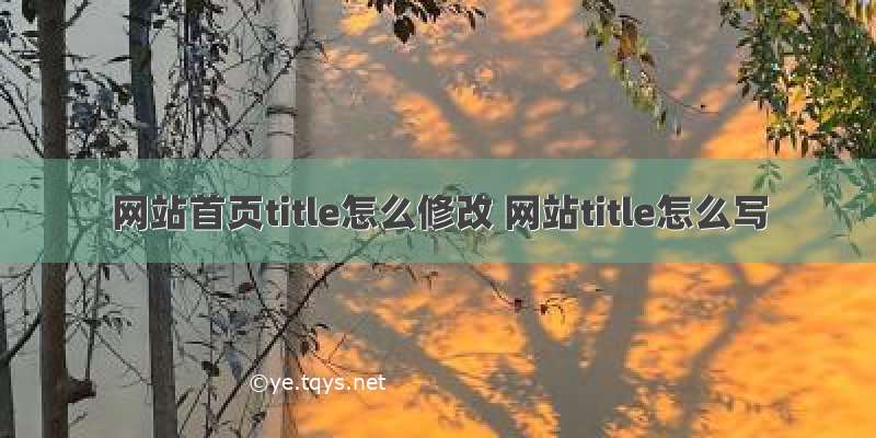 网站首页title怎么修改 网站title怎么写