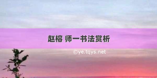 赵榕 师一书法赏析