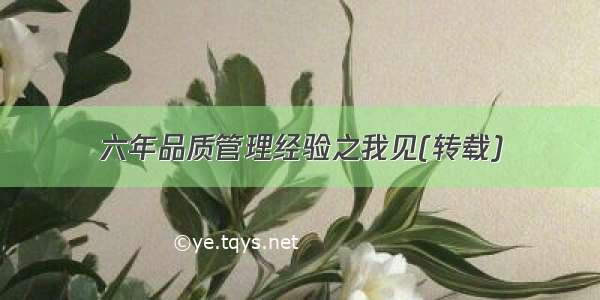 六年品质管理经验之我见(转载)