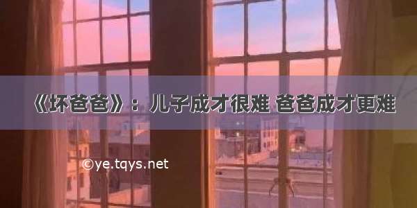 《坏爸爸》：儿子成才很难 爸爸成才更难