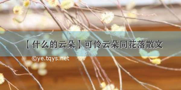 【什么的云朵】可怜云朵同花落散文