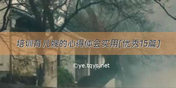 培训育儿嫂的心得体会实用(优秀15篇)