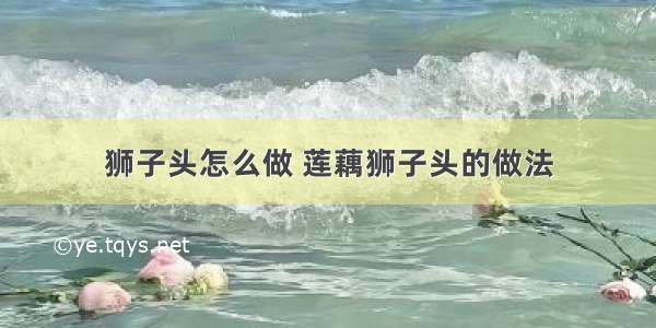 狮子头怎么做 莲藕狮子头的做法