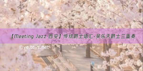 【Meeting Jazz 西安】传统爵士语汇-吴乐天爵士三重奏