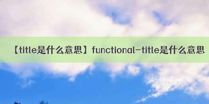 【title是什么意思】functional-title是什么意思