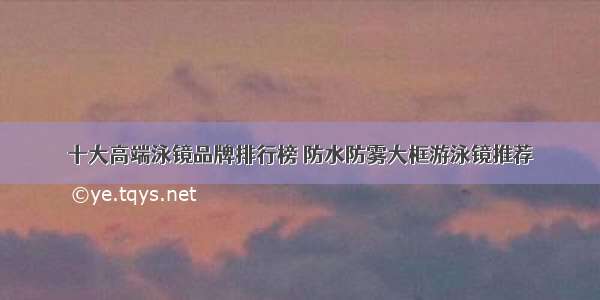 十大高端泳镜品牌排行榜 防水防雾大框游泳镜推荐