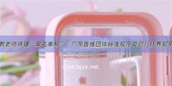 早教老师将建“黑名单制”！广东首推团体标准规范婴幼儿托养和早教