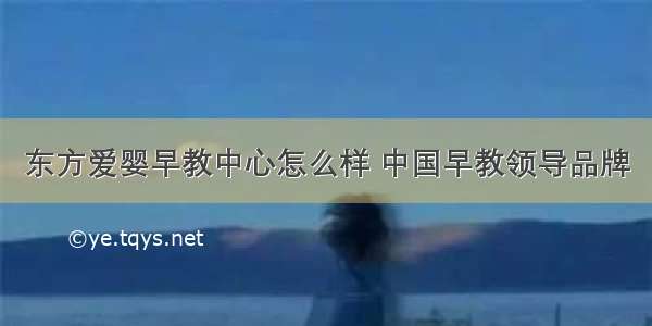 东方爱婴早教中心怎么样 中国早教领导品牌