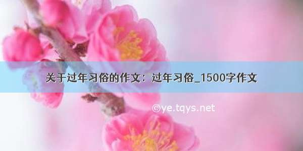 关于过年习俗的作文：过年习俗_1500字作文