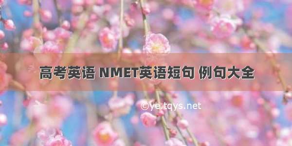 高考英语 NMET英语短句 例句大全