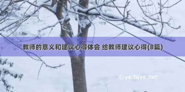 教师的意义和建议心得体会 给教师建议心得(8篇)