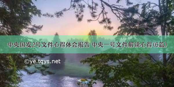 中央国发2号文件心得体会报告 中央一号文件解读心得(6篇)