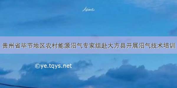 贵州省毕节地区农村能源沼气专家组赴大方县开展沼气技术培训