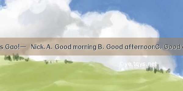 —Good morning  Miss Gao!—   Nick.A. Good morning B. Good afternoonC. Good evening D. Good