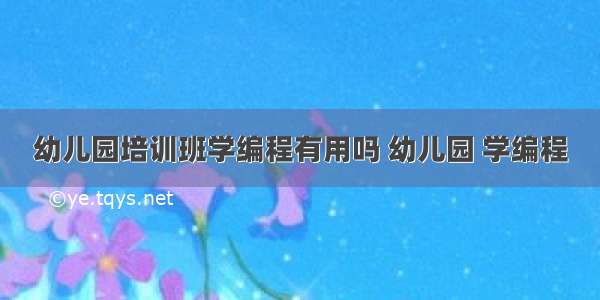 幼儿园培训班学编程有用吗 幼儿园 学编程