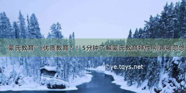 “蒙氏教育”=优质教育？！5分钟了解蒙氏教育特性 别再被忽悠