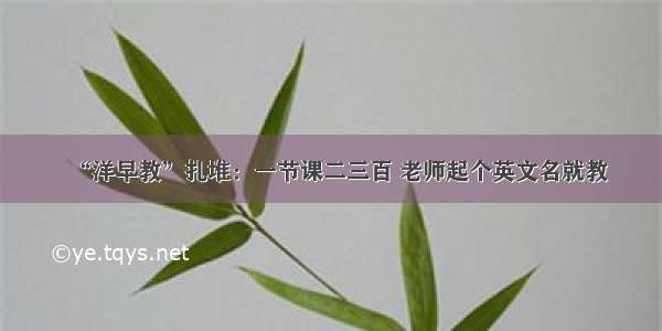 “洋早教”扎堆：一节课二三百 老师起个英文名就教