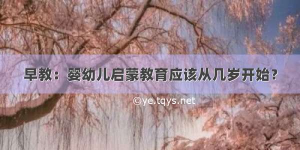 早教：婴幼儿启蒙教育应该从几岁开始？