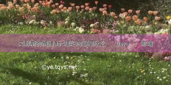 艾利斯的情绪abc理论内容是什么 – java – 前端