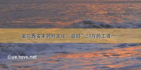 宝应西安丰的村主任“退回”23万的工资……