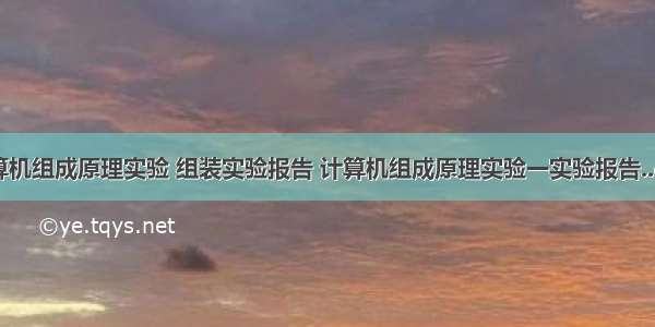 计算机组成原理实验 组装实验报告 计算机组成原理实验一实验报告..doc