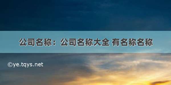 公司名称：公司名称大全 有名称名称