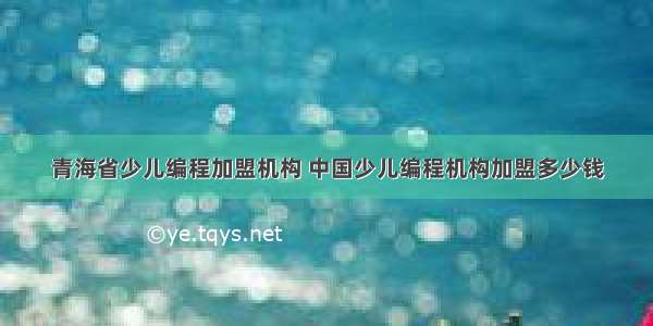 青海省少儿编程加盟机构 中国少儿编程机构加盟多少钱