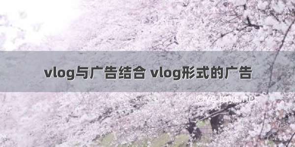 vlog与广告结合 vlog形式的广告