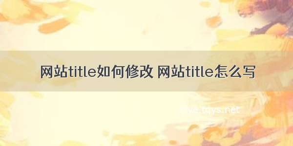 网站title如何修改 网站title怎么写