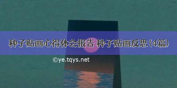 种子贴画心得体会报告 种子贴画反思(4篇)