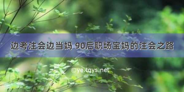 边考注会边当妈 90后职场宝妈的注会之路