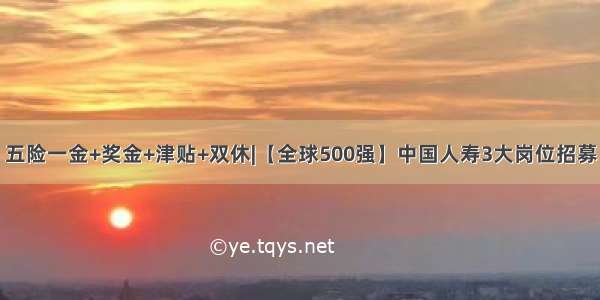 五险一金+奖金+津贴+双休|【全球500强】中国人寿3大岗位招募