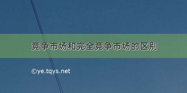 竞争市场和完全竞争市场的区别