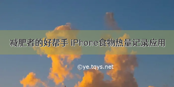 减肥者的好帮手 iPhone食物热量记录应用