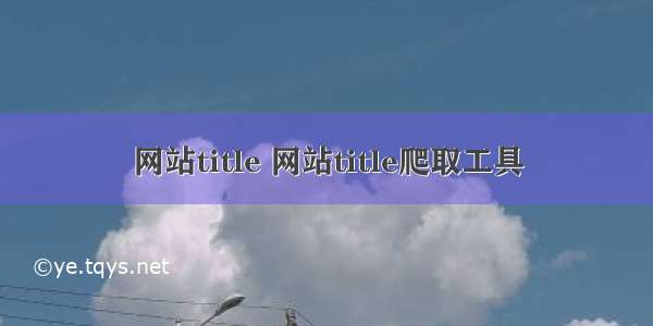 网站title 网站title爬取工具