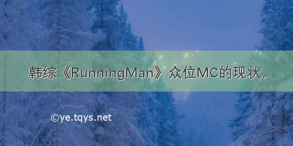 韩综《RunningMan》众位MC的现状。