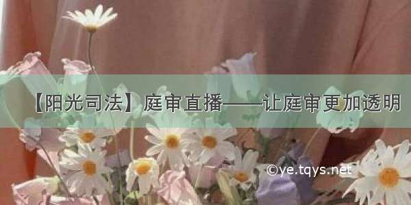 【阳光司法】庭审直播——让庭审更加透明