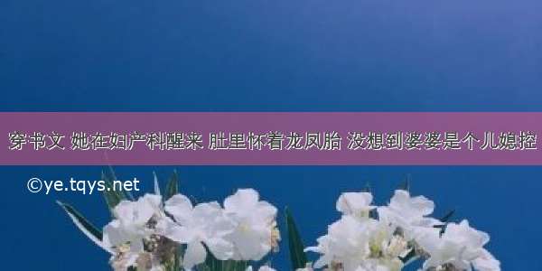 穿书文 她在妇产科醒来 肚里怀着龙凤胎 没想到婆婆是个儿媳控