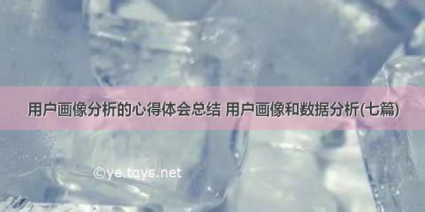 用户画像分析的心得体会总结 用户画像和数据分析(七篇)