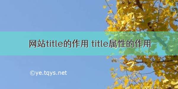 网站title的作用 title属性的作用