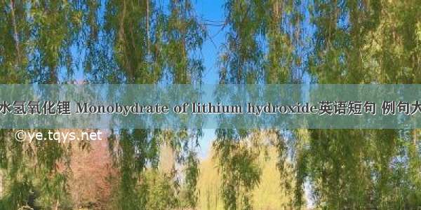 单水氢氧化锂 Monobydrate of lithium hydroxide英语短句 例句大全