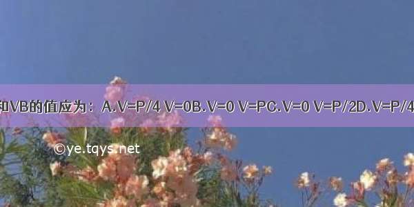 在图示梁中 反力V和VB的值应为：A.V=P/4 V=0B.V=0 V=PC.V=0 V=P/2D.V=P/4 V=Pl2ABCD